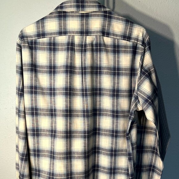 J. Crew Slim Fit Homespun Cotton Blue Plaid Long-Sleeve Button-Up Flannel SZ Lrg - Picture 2 of 5